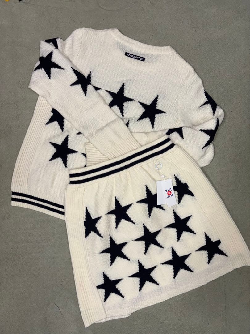 （美品）パーリーゲイツ、STARシリーズ、ニット、セットアップ、サイズ上1、下0