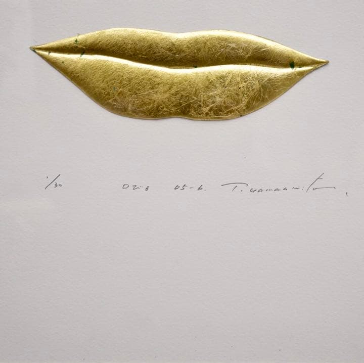 Yamamoto銘 唇 くちびる 立体 現代アート 絵画 芸術 美術 額装