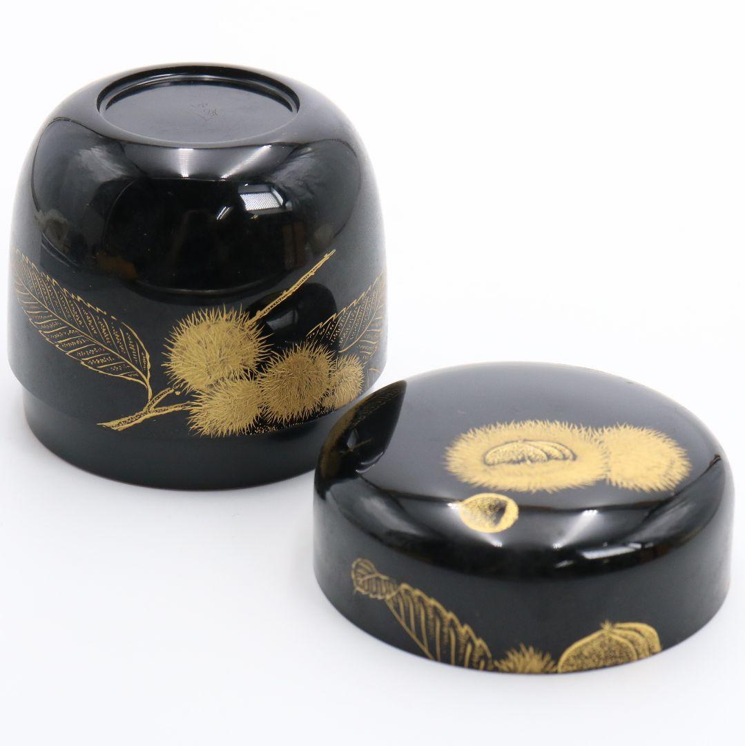 鳳山作 栗沈金 棗 茶道具 共箱共布　C813　N1