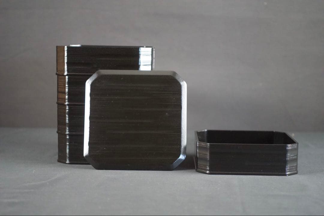 漆匠 鈴木表朔造 一閑塗縁高重 共箱 茶道具 懐石 美品