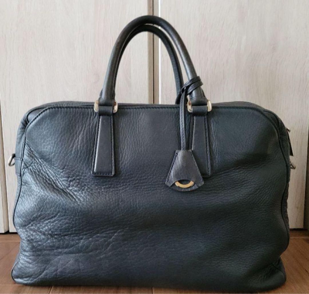 値下げ★アニアリ　ビジネスバッグ　本革★美品　ネイビー