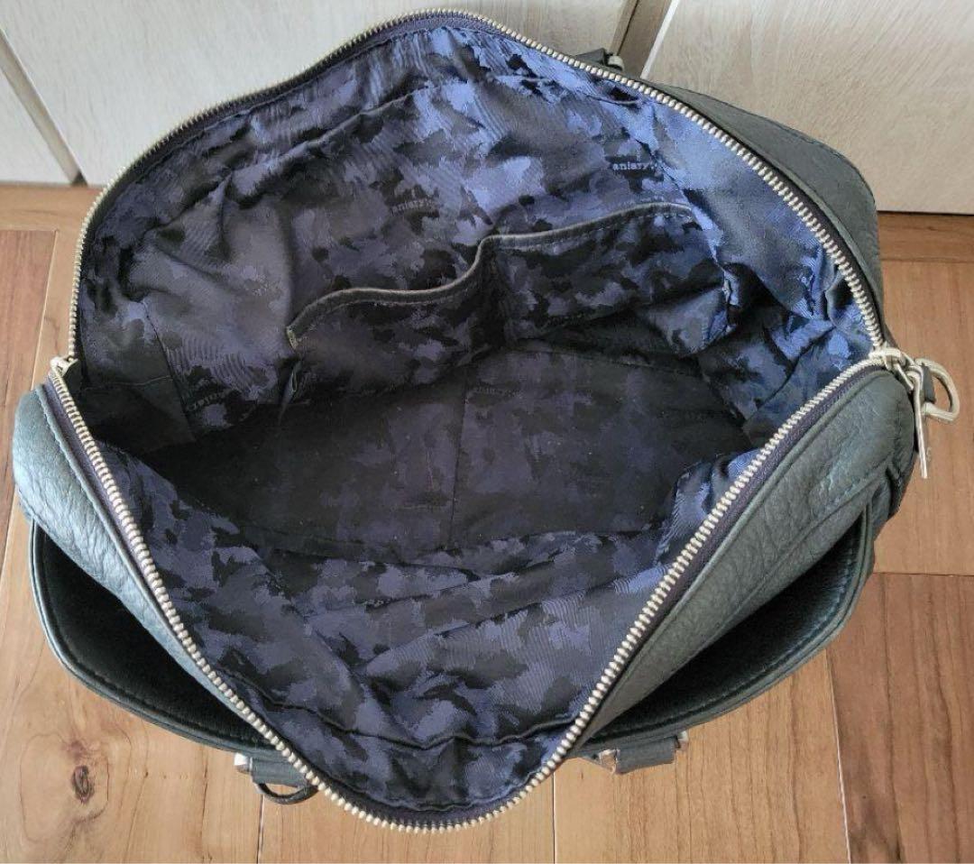 値下げ★アニアリ　ビジネスバッグ　本革★美品　ネイビー