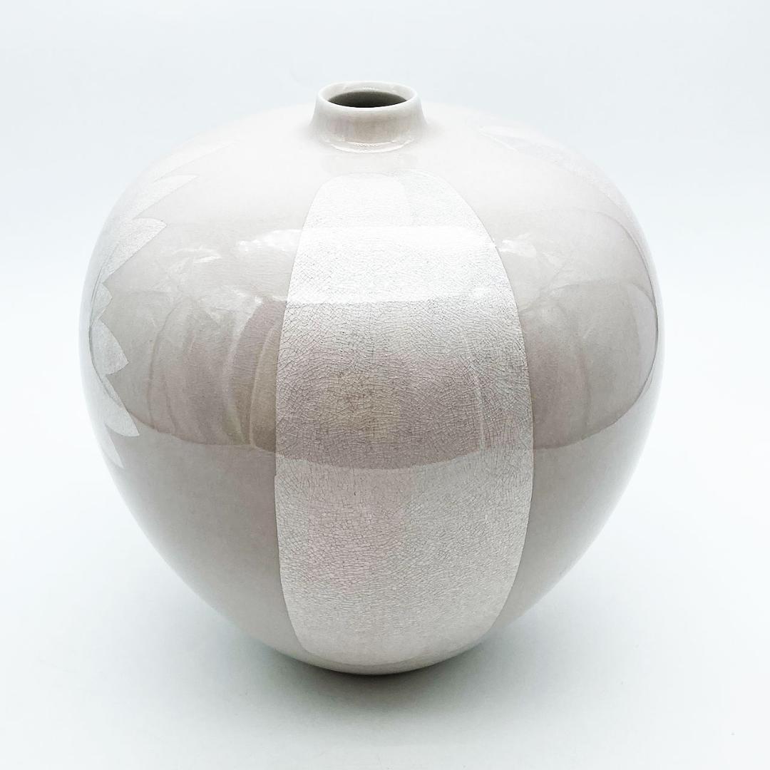 九谷焼 石川県指定無形文化財 中田一於 淡桜釉裏銀彩 花文 壷 花瓶 作家