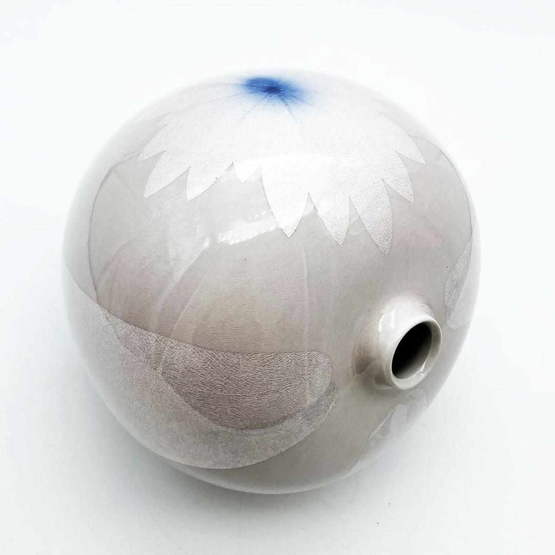 九谷焼 石川県指定無形文化財 中田一於 淡桜釉裏銀彩 花文 壷 花瓶 作家