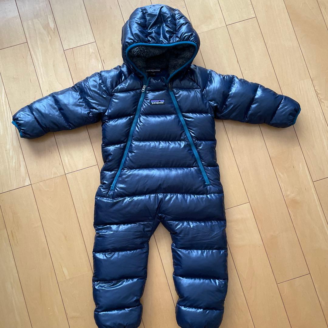patagonia フード付きダウンオールインワン 12-18M ネイビー
