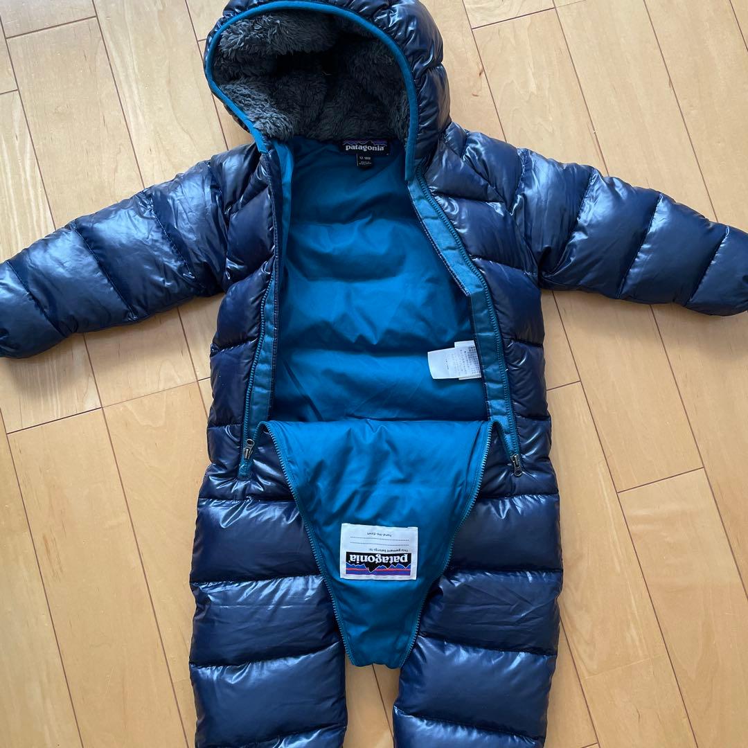patagonia フード付きダウンオールインワン 12-18M ネイビー