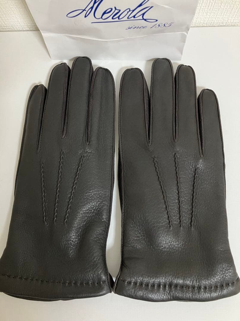 極美品【MEROLA】本革レザーグローブ／内側カシミヤ100％