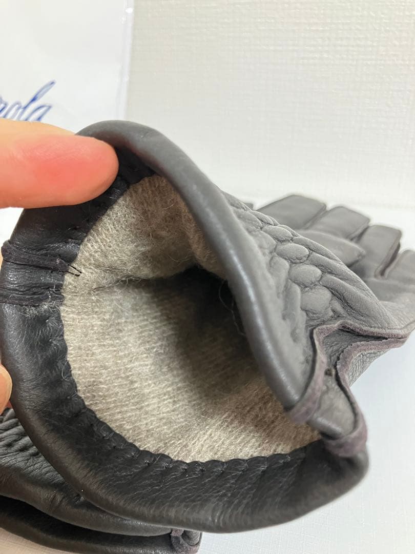 極美品【MEROLA】本革レザーグローブ／内側カシミヤ100％