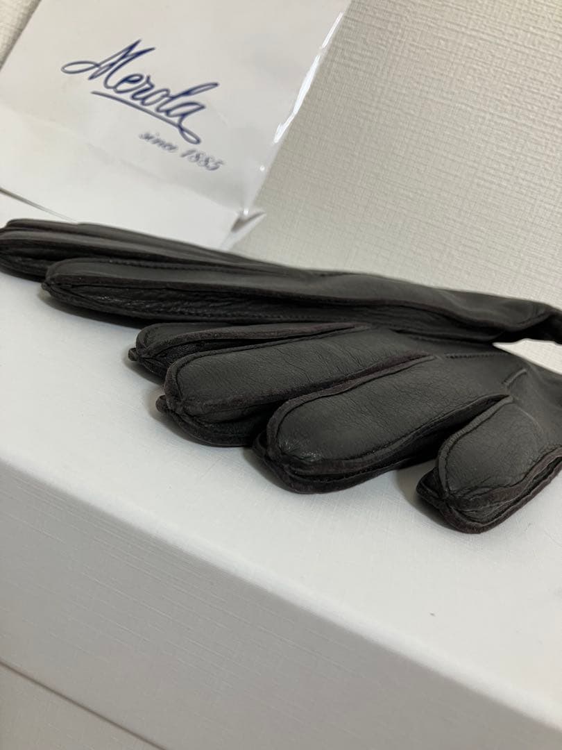 極美品【MEROLA】本革レザーグローブ／内側カシミヤ100％