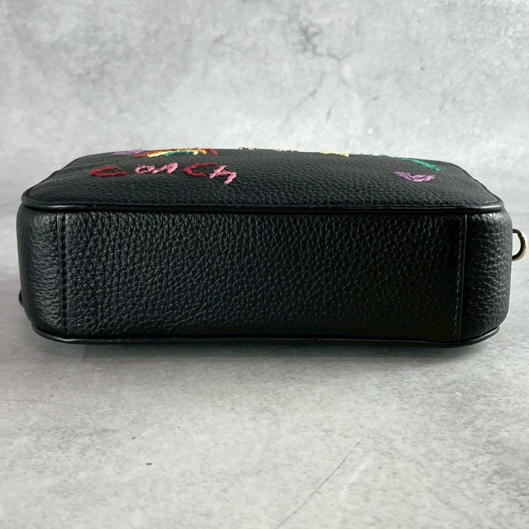 ✨稀少✨美品✨コーチ　ダイアリー　カメラバッグ 2way 刺繍　レザー　ブラック