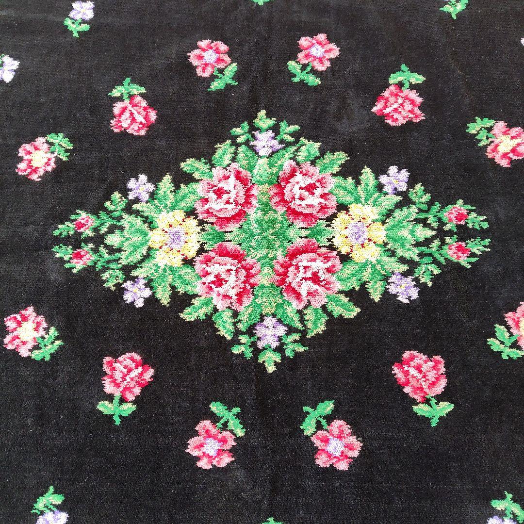 FEILER　バスタオル 黒色 花柄　75×150