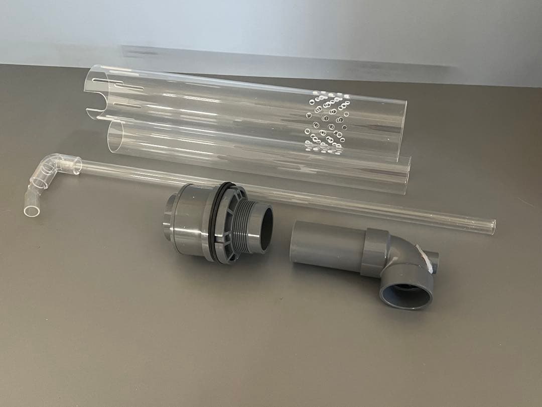 オーバーフロー加工H600用　透明三重管セット　（50Aバルソケタイプ）