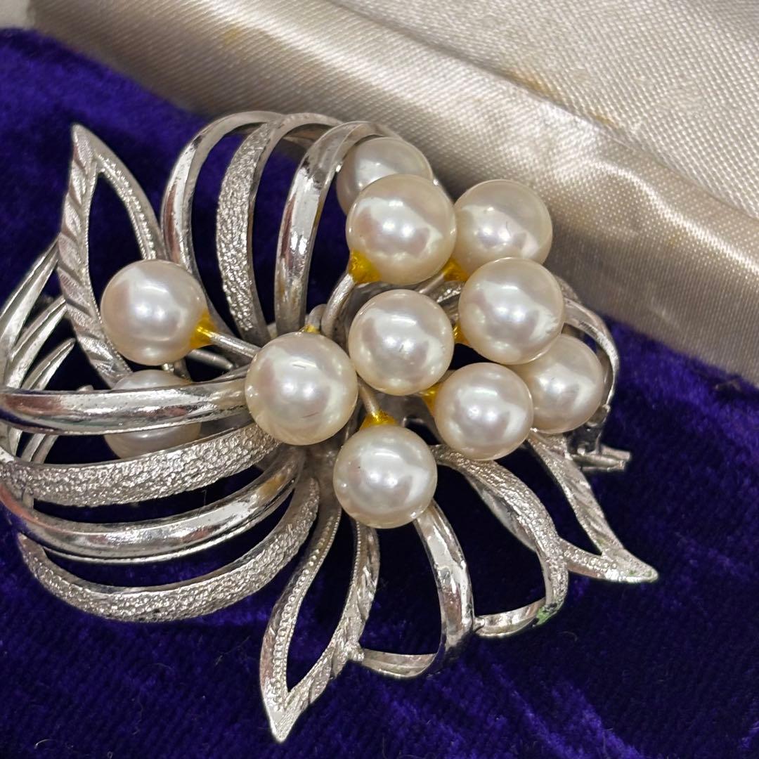 052904 シルバー　本真珠　ブローチ　ネックレス　セット