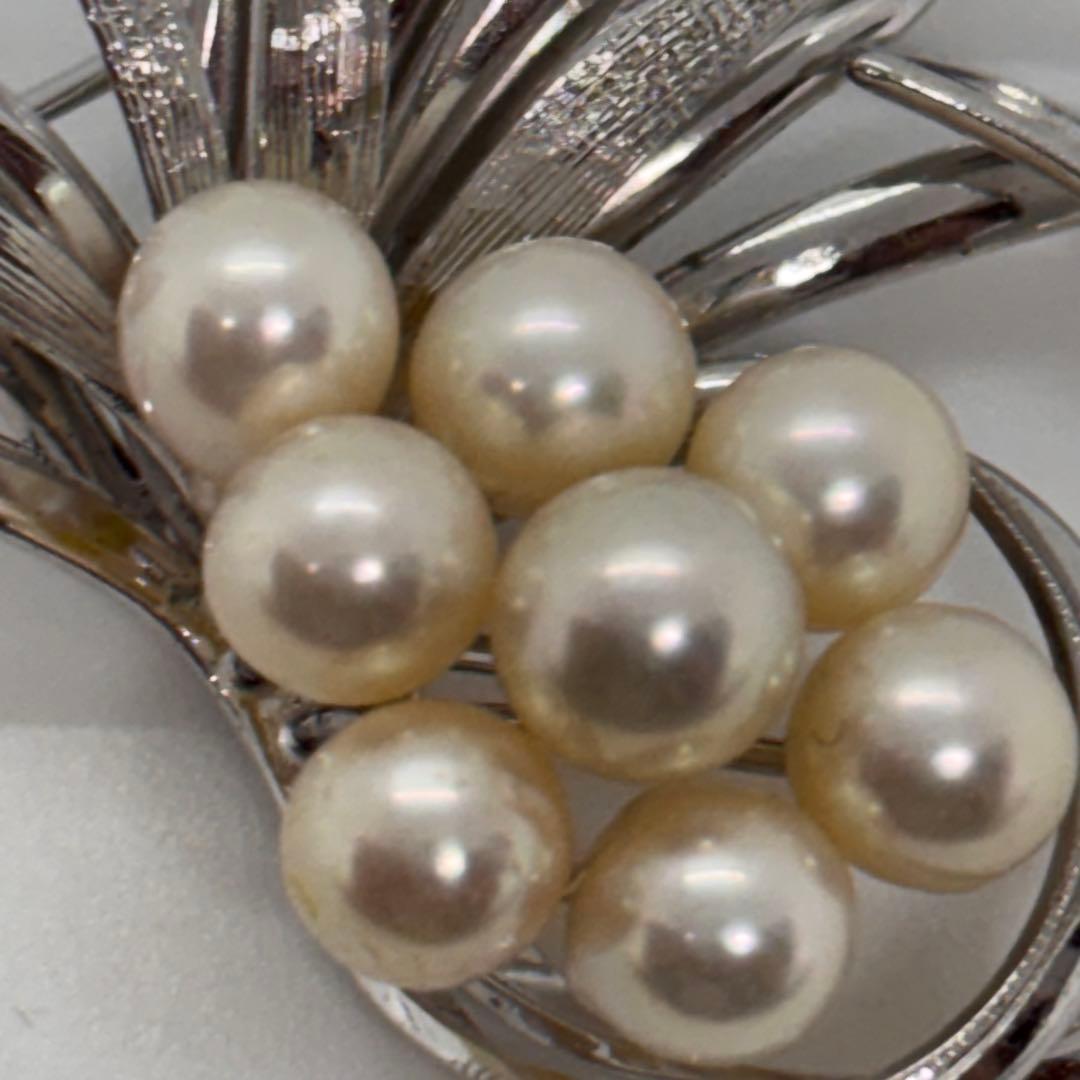 052904 シルバー　本真珠　ブローチ　ネックレス　セット