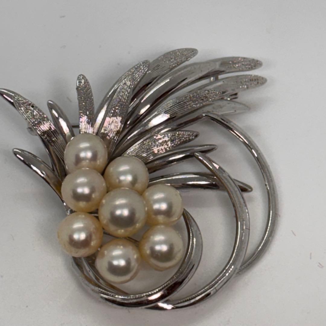 052904 シルバー　本真珠　ブローチ　ネックレス　セット