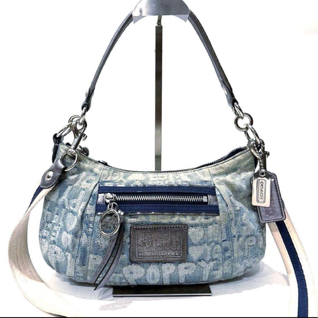 COACH コーチ ポピー デニム ワンショルダー ポーチ 肩掛け 2WAY
