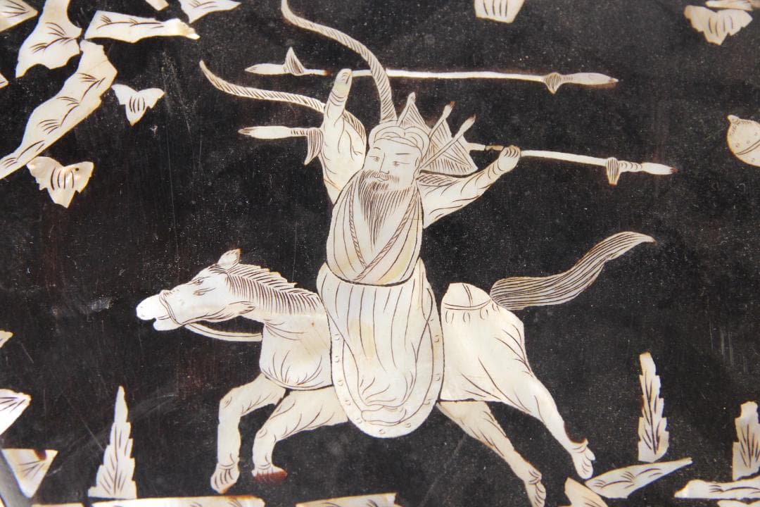 李朝　古朝鮮 朝鮮美術 李朝 螺鈿細工 嵌木造 蓋物　　蓋物 EY11-11