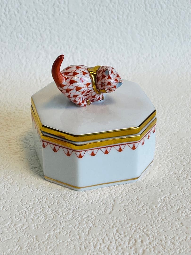 HERENDヘレンドフィギュリン猫&小物入れ