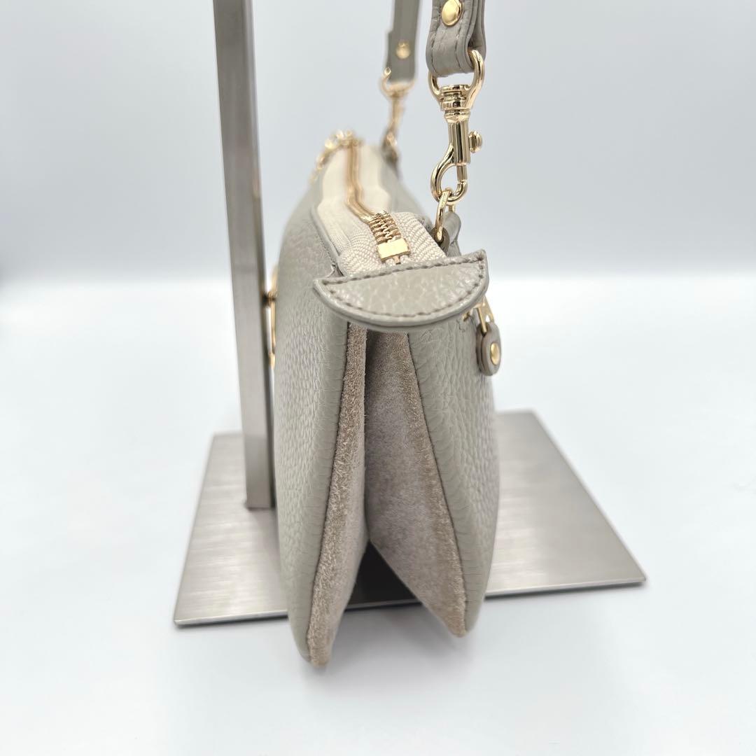 美品✨ATAO オフィスブーブー ショルダー ウォレット グレージュ