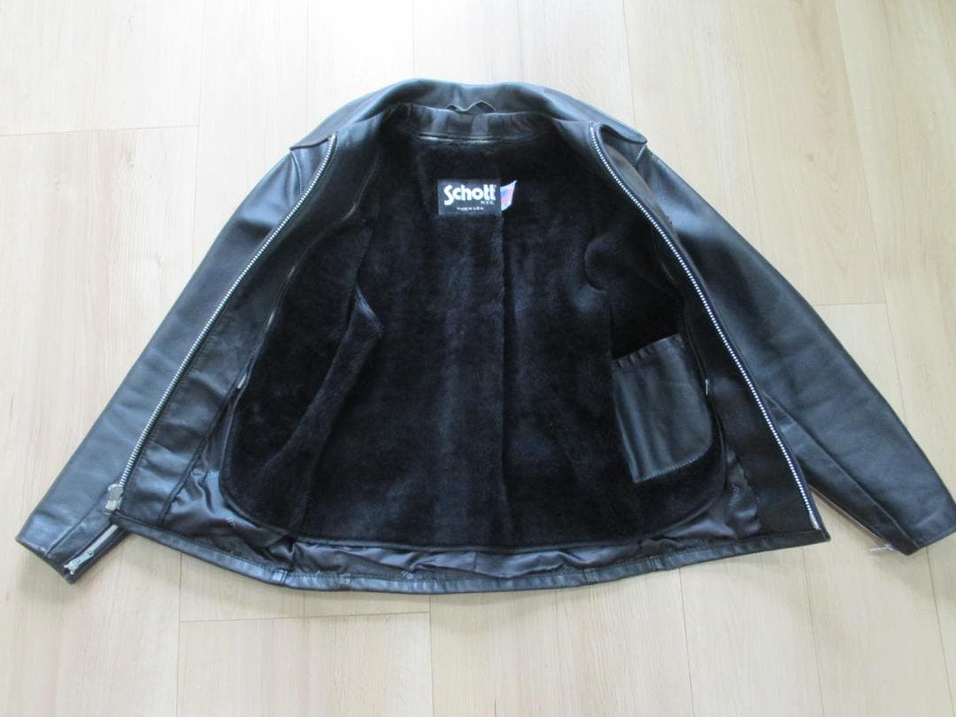 SCHOTT USA 643 ブラックレザー シングルライダースジャケット