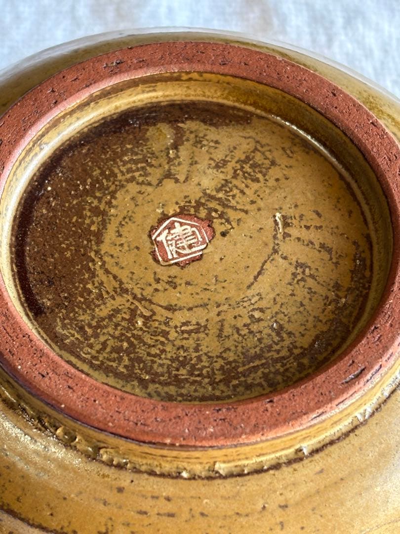 京焼　茶道具　彫三島建水　アンティーク置物