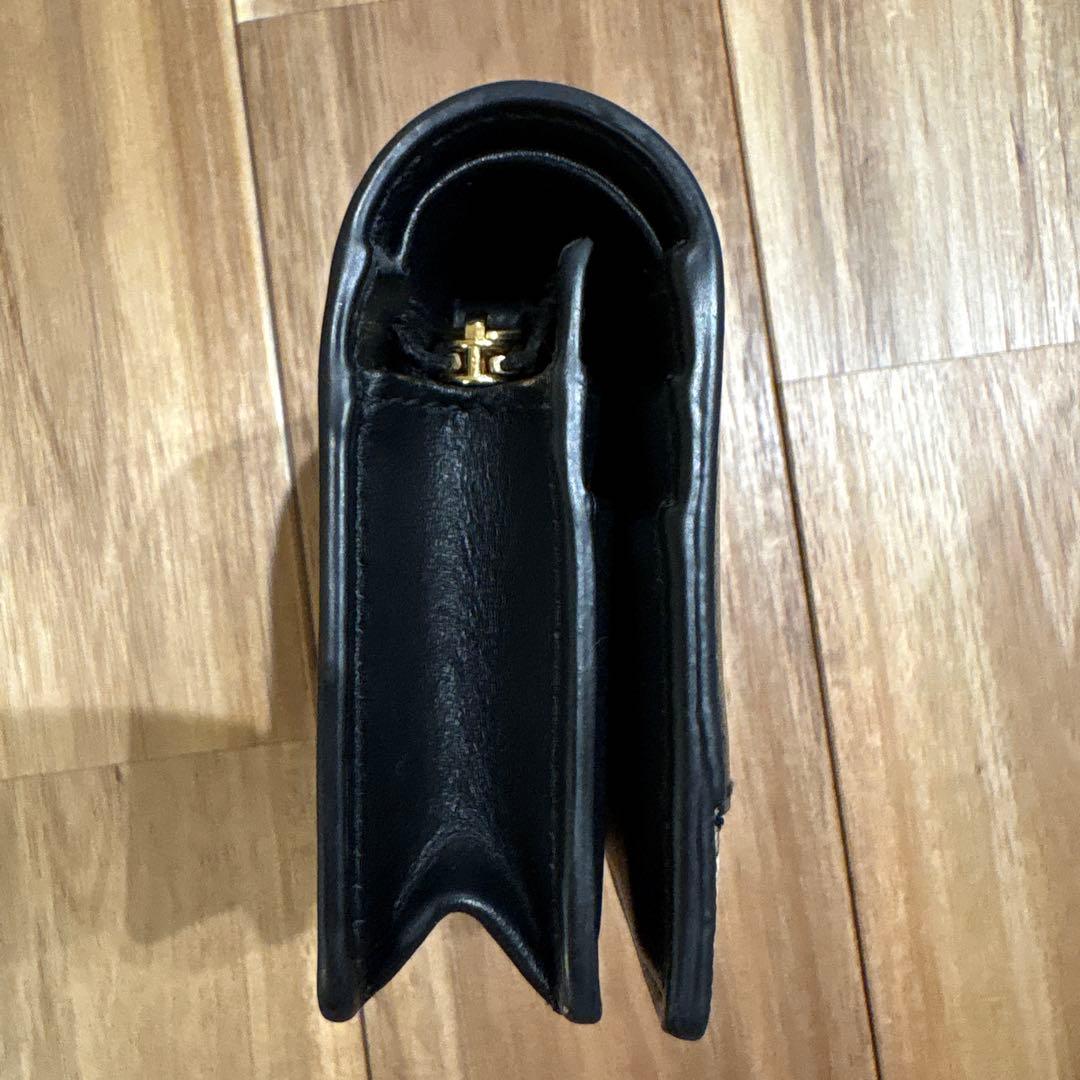 バーバリーBURBERRY　コンパクト財布 　バーバリーチェック　ブラックレザー