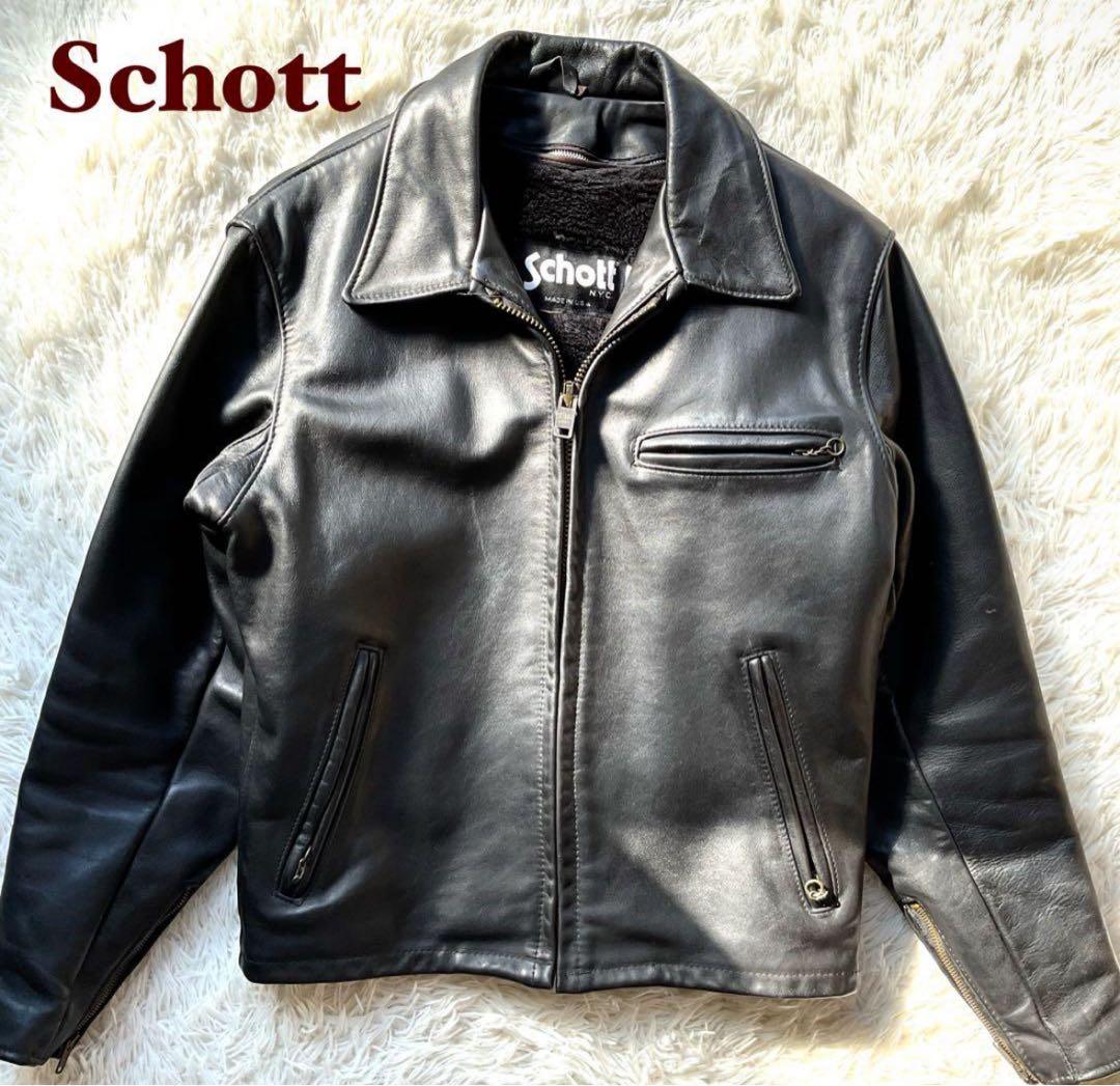 美品✨schott 642 レザージャケット　シングルライダース　牛革　40 黒