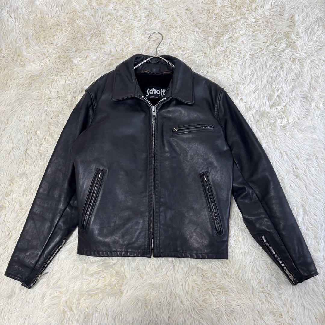 美品✨schott 642 レザージャケット　シングルライダース　牛革　40 黒