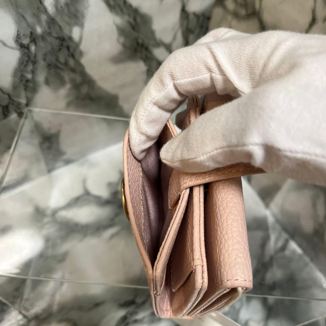 【新品未使用】agnès b. ベビーピンクの 三つ折りミニ財布