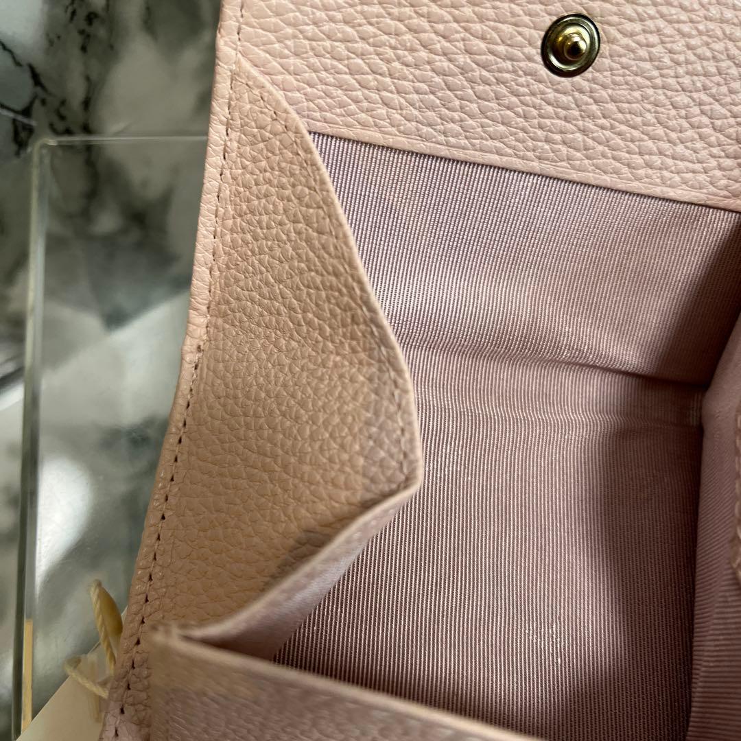 【新品未使用】agnès b. ベビーピンクの 三つ折りミニ財布