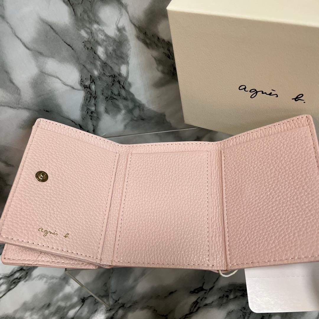 【新品未使用】agnès b. ベビーピンクの 三つ折りミニ財布