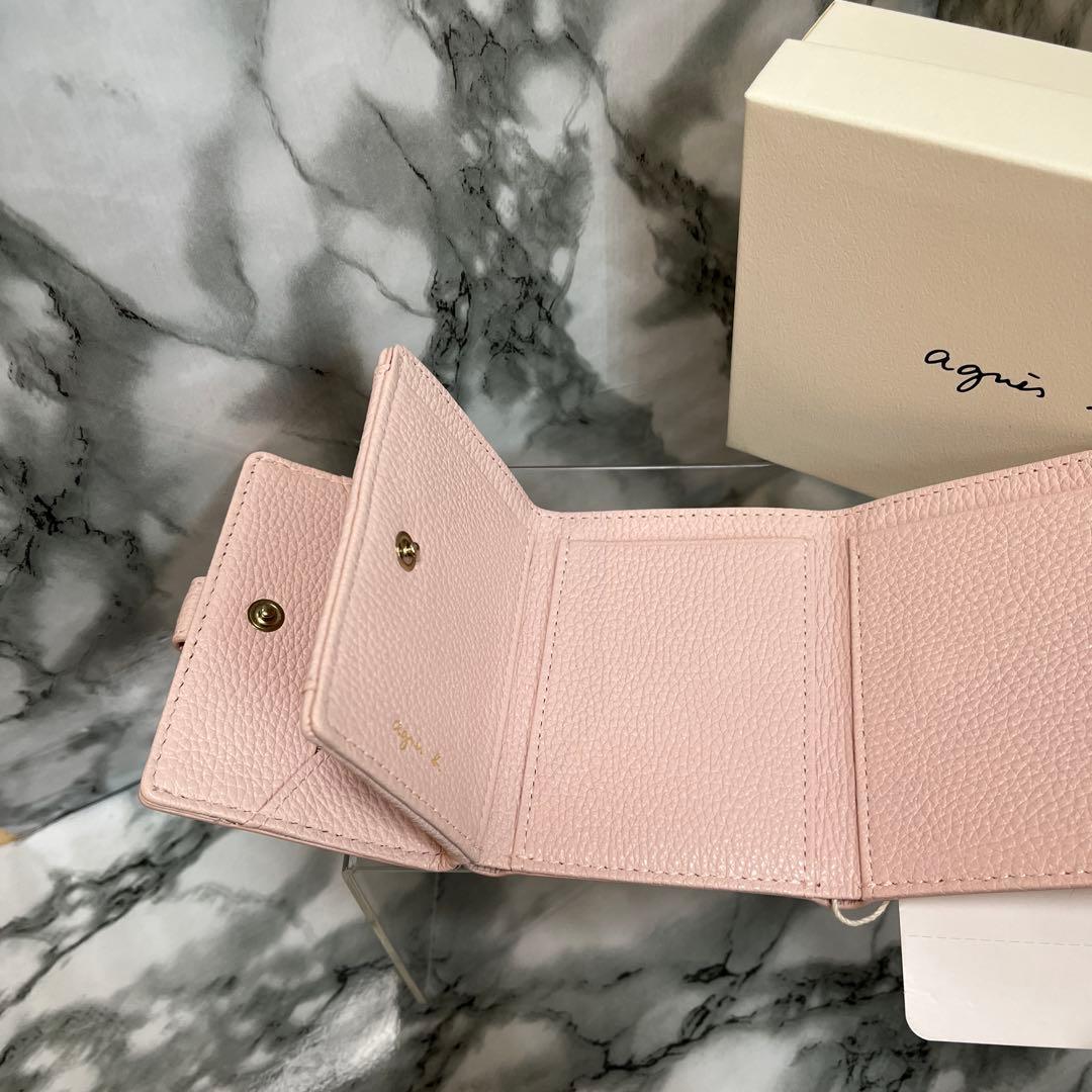 【新品未使用】agnès b. ベビーピンクの 三つ折りミニ財布