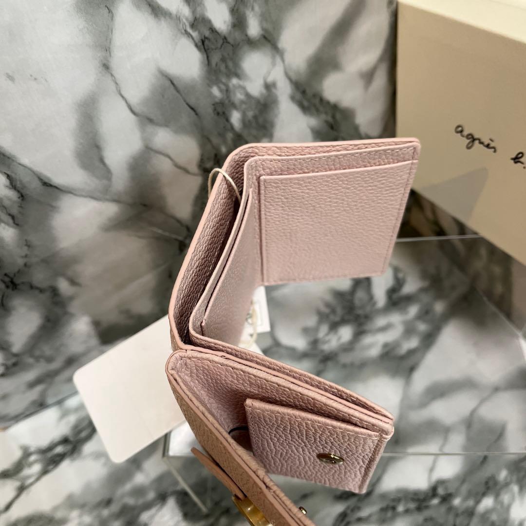 【新品未使用】agnès b. ベビーピンクの 三つ折りミニ財布