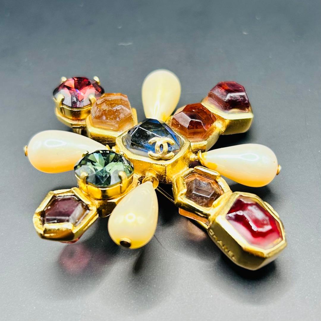 【激レア】シャネル ブローチ グリポア ゴールド ココ ビジュー カラーストーン