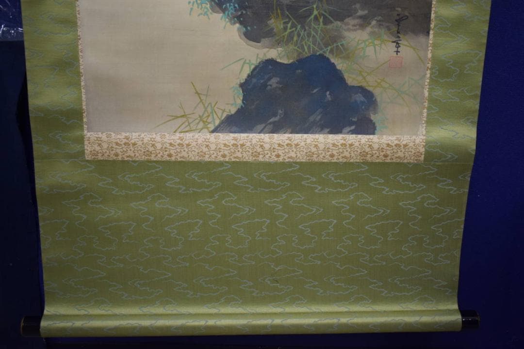 真作/雲案/岩上観音図/布袋屋掛軸HJ-337