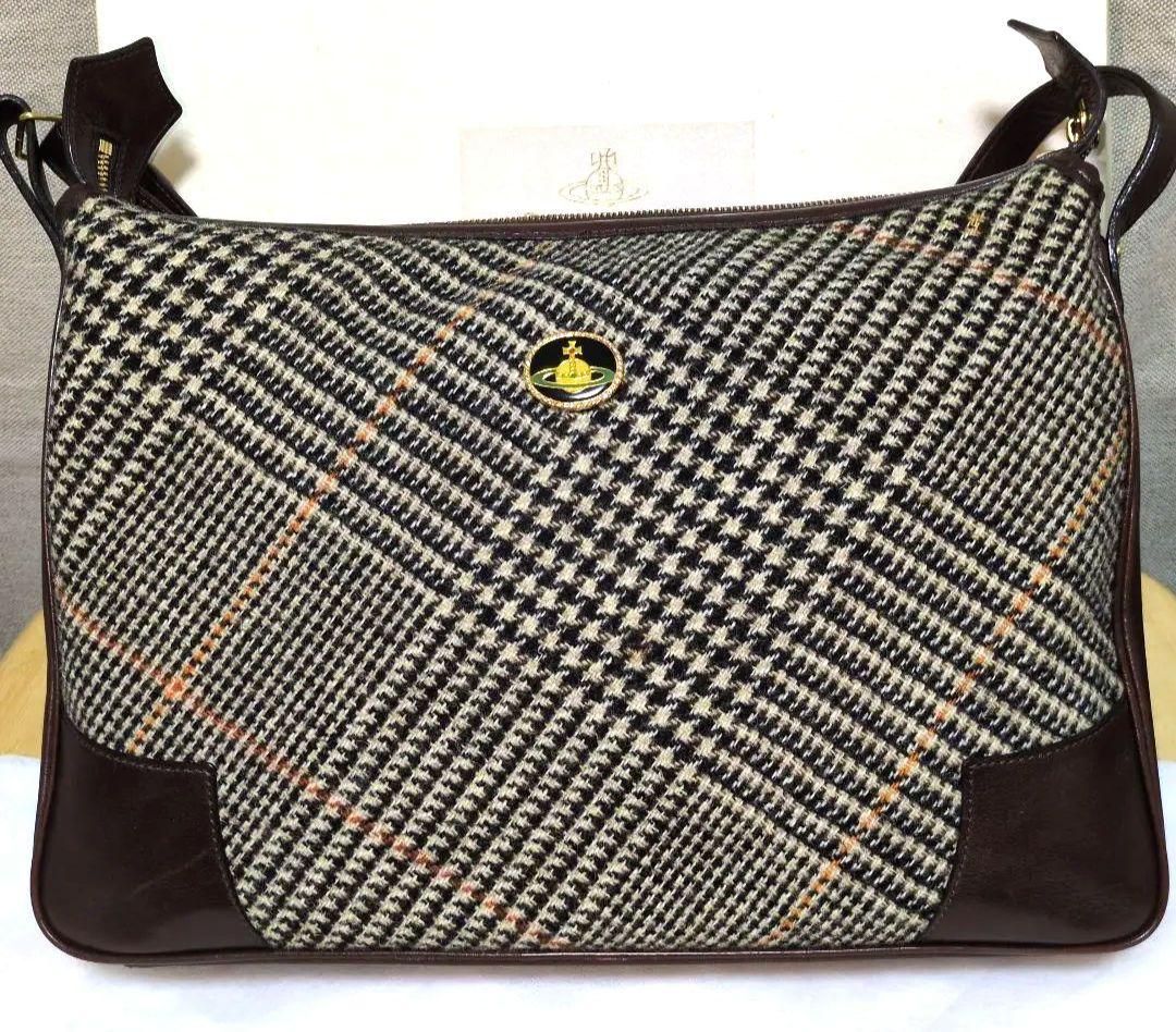 【美品】ヴィヴィアンウエストウッド千鳥格子柄ハンドバッグ