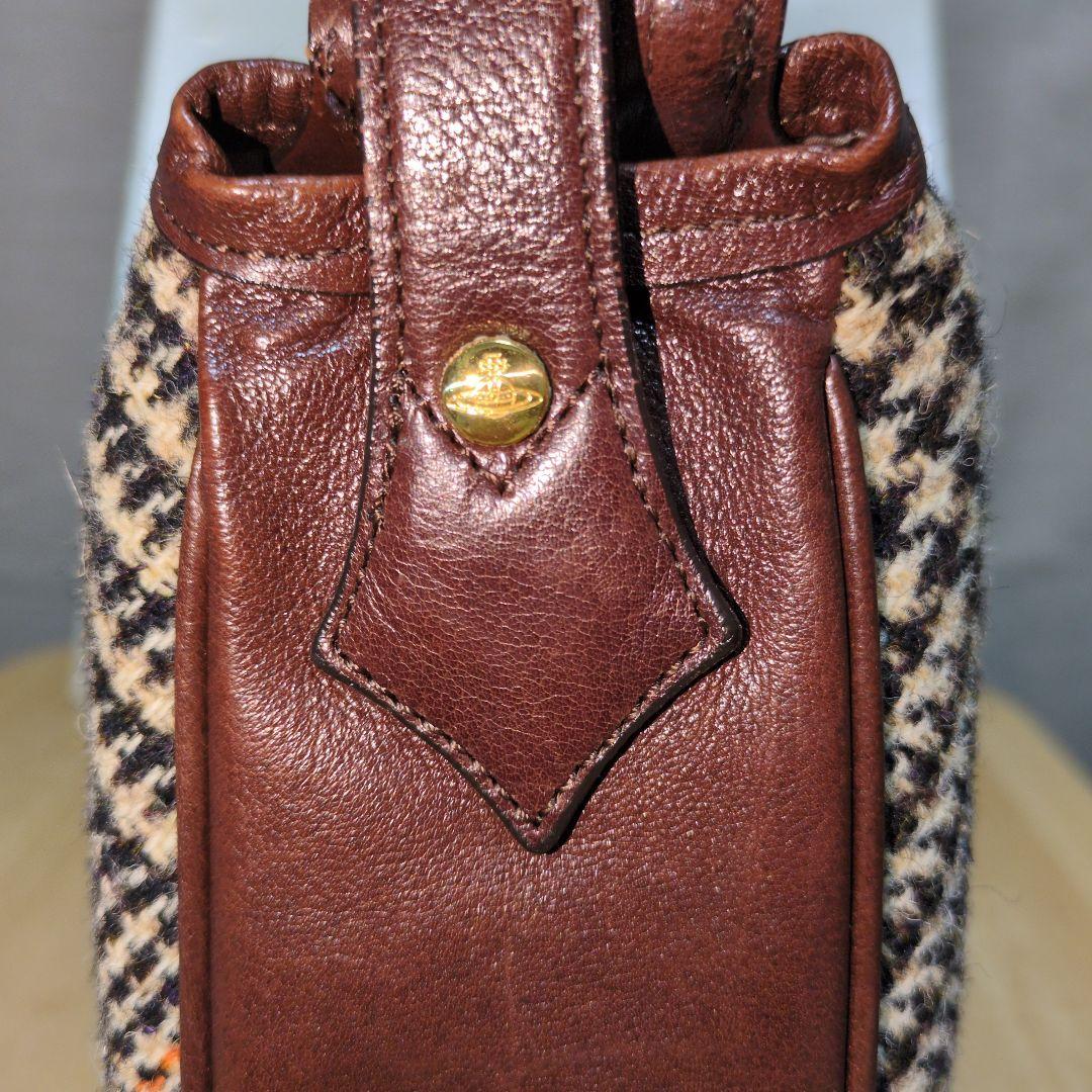 【美品】ヴィヴィアンウエストウッド千鳥格子柄ハンドバッグ