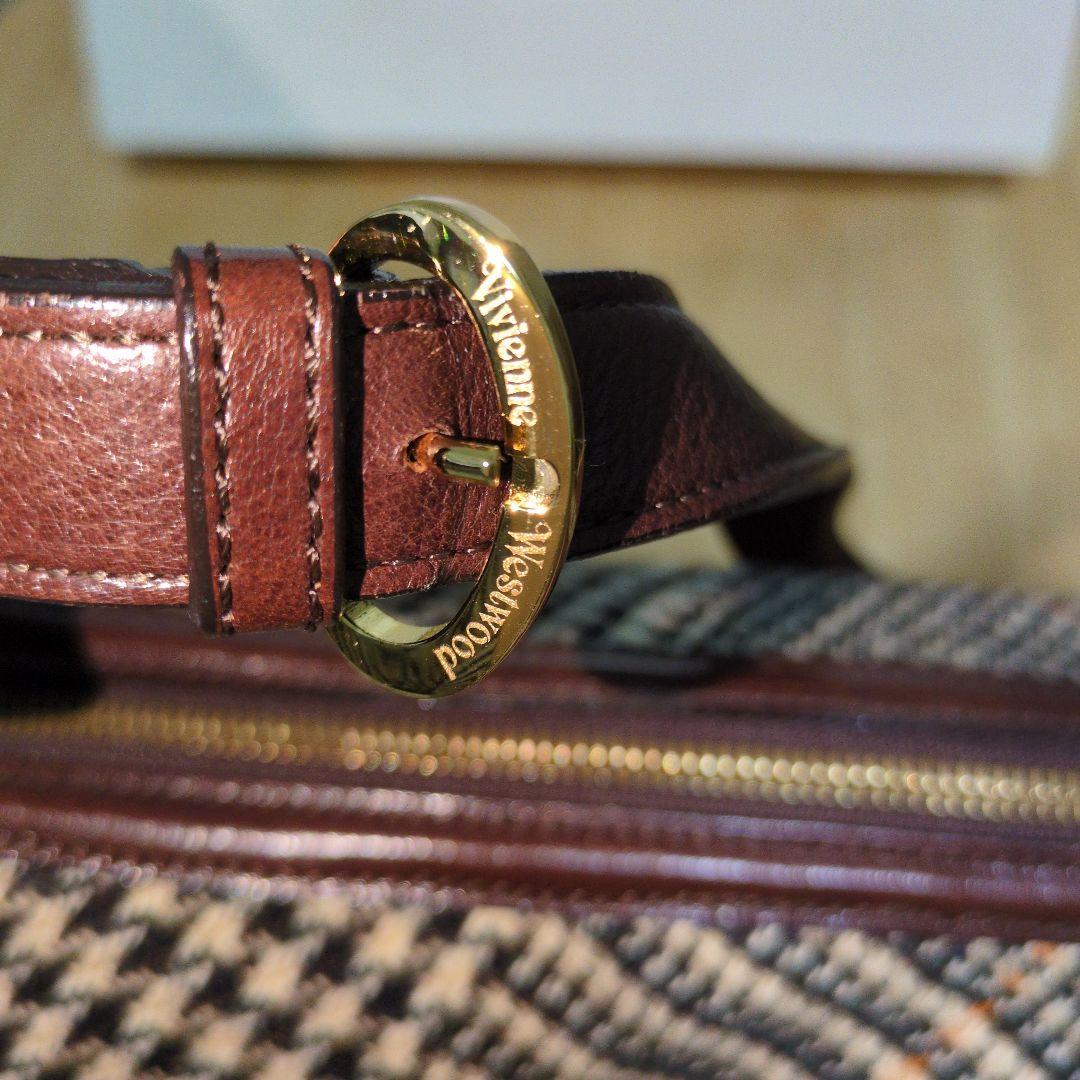 【美品】ヴィヴィアンウエストウッド千鳥格子柄ハンドバッグ