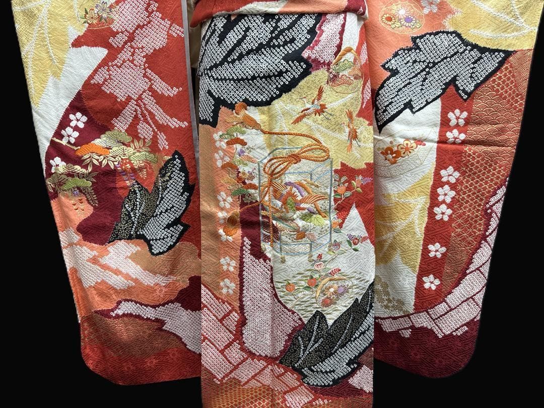 逸品 千總 貝桶 鳳凰 桶絞り 刺繍 金駒 振袖 川島織物 フルセット