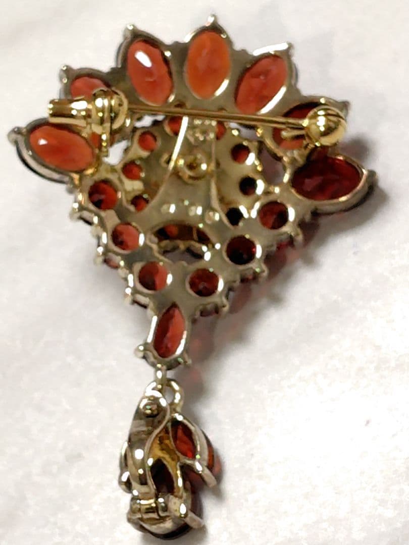 ロクザン　天然ガーネット　ブローチ　ペンダント　アクセサリー　ジュエリー