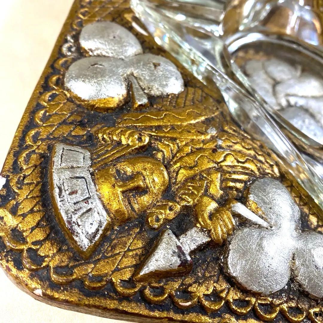 ヴィンテージ60sミッドセンチュリー灰皿トランプ彫刻