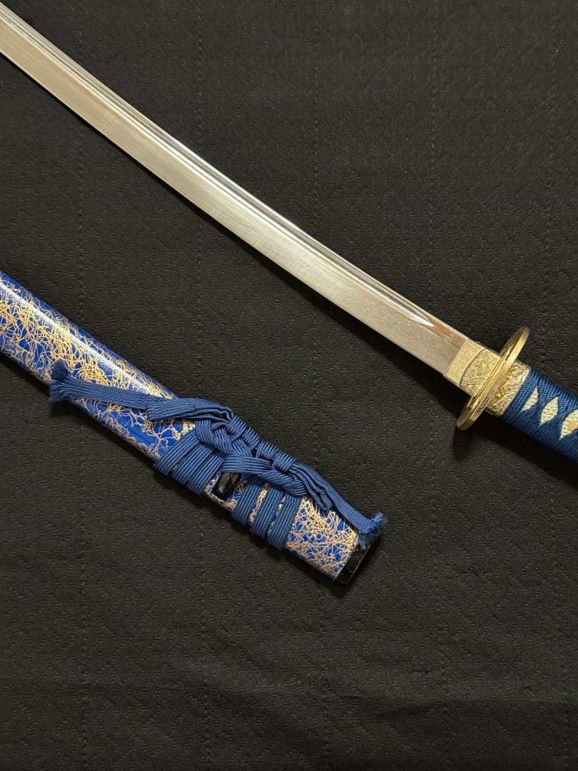 刀　かたな　剣　直江兼続　青金雲塗鞘　樋入　大刀　長尺　模造刀　美術刀　舞踊
