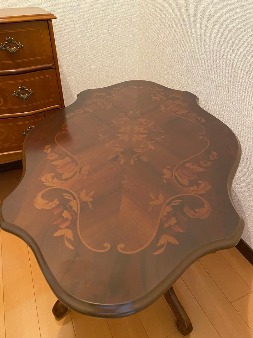 猫脚　象嵌イタリア製　木製テーブル