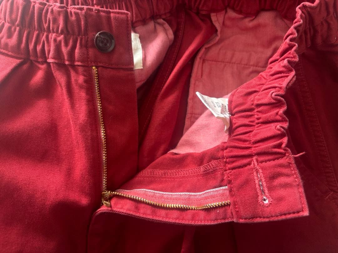 ハーベスティ　コットンチノクロスサーカスパンツ　ワイド　レッド　2　美品