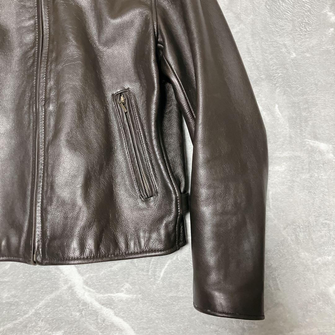 ハーレーダビッドソン ライダースジャケット 襟 キルティング ダークブラウン L