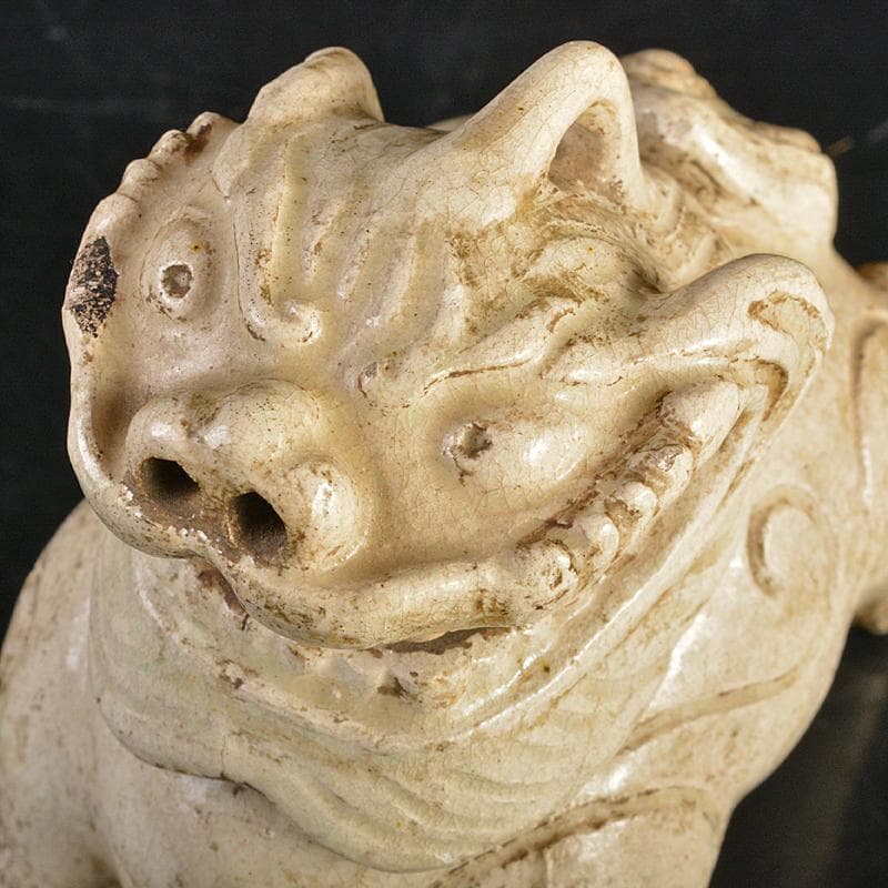 二代　楽吉左エ門　田中常慶作　楽焼　白楽獅子香炉　時代箱付　V　R7444