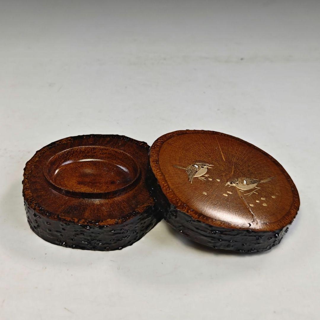 イ801 香合『中林星山作』『竹　雀すずめ蒔絵　香合　共箱』茶道具　漆塗