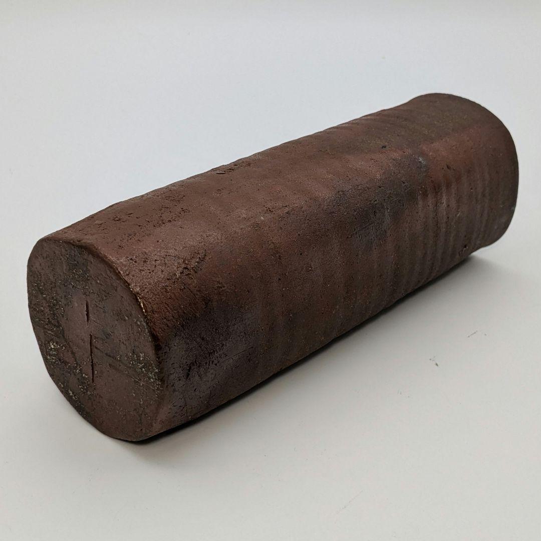 岡山県重要無形文化財 伊勢崎満 備前焼 緋襷四方花入 合箱 花瓶 花器 花生