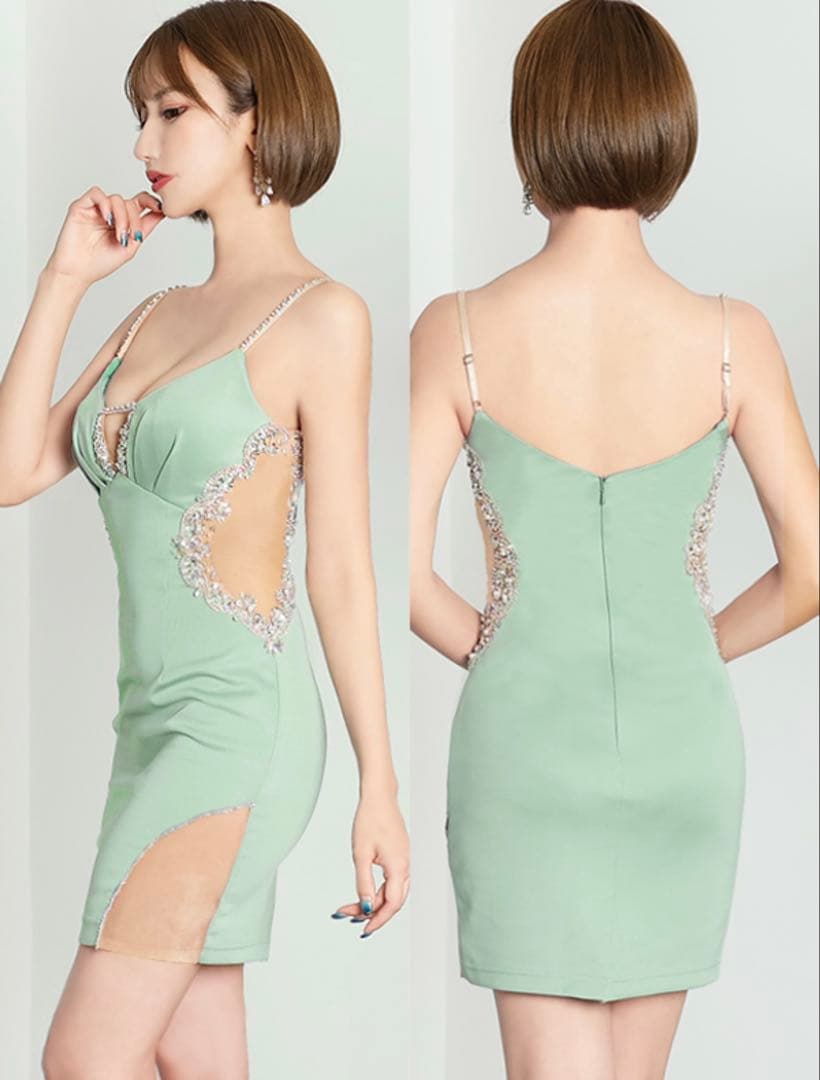 Angel R サイドスパンコール ミニドレス