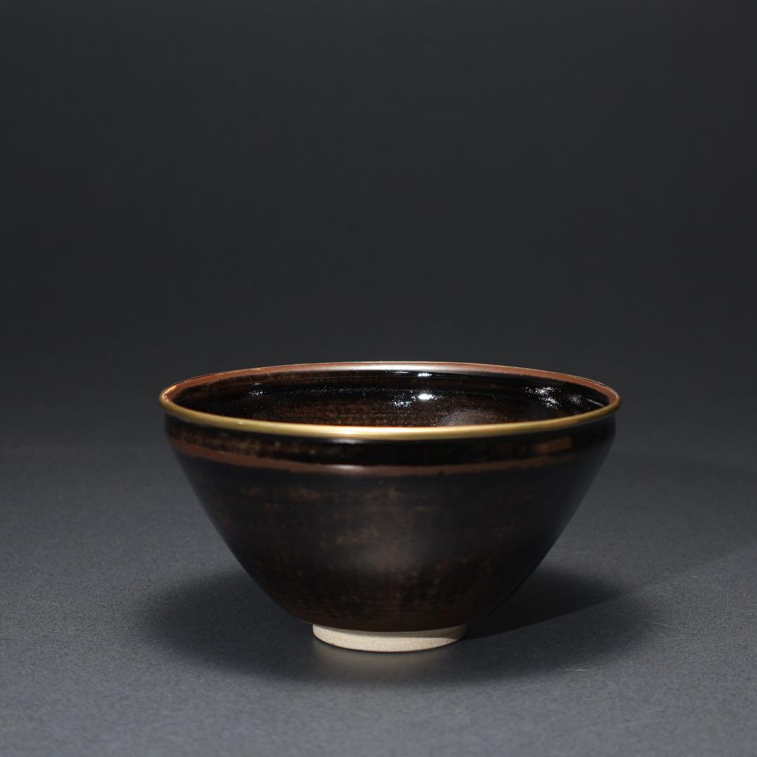 【抹茶碗】　天目茶碗　仕覆付き　覆輪　紙箱　R1531お16